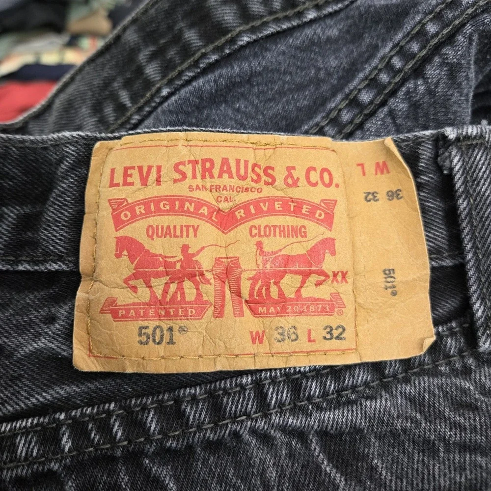 Levi's 501 Men Jeans 36X32 Black Denim Original Fit Straight Leg 29